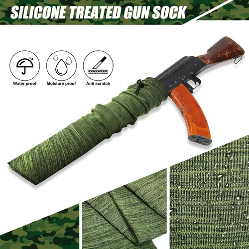 Vista 4 de Buryeah 24 calcetines de punto para pistola de 54 x 4 pulgadas para escopeta, funda de pistola tratada de silicona, funda gruesa antioxidante