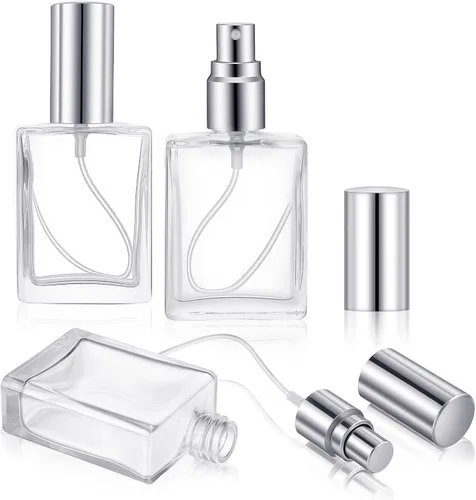 Vista 3 de Paquete de 24 botellas de atomizador de niebla fina de vidrio transparente, mini botella de perfume recargable de 0.5 onzas líquidas, botella