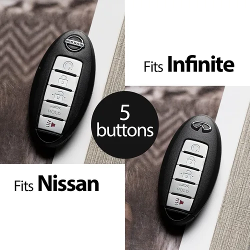 Vista 5 de Funda de cuero para llavero Nissan Altima Armada Pathfinder Rogue Sport Sentra Versa Murano Infiniti Q50 Q60 QX50 QX60 QX80 QX70 accesorios