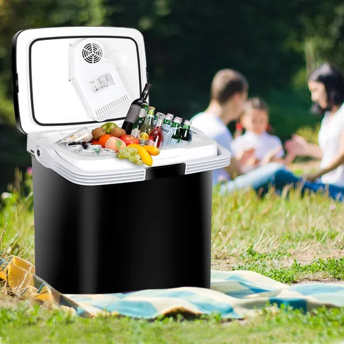 Vista 3 de SUPER DEAL Enfriador y calentador eléctrico portátil de 28 cuartos de galón (26 litros), mini refrigerador de 12 V CC para automóvil