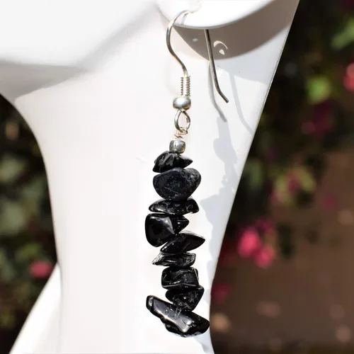 Vista 4 de CHARGED - Pendientes de diseño de piedras preciosas naturales + corazón de carga de selenita incluidos