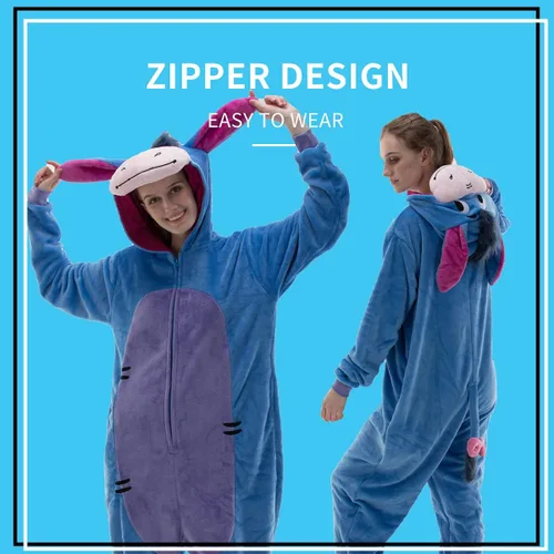 Vista 3 de COSUSKET Snug Fit Unisex Adult Onesie Pajamas Flannel Cosplay Animal One Piece Halloween Costume Sleepwear Homewear