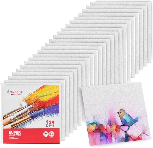 Vista 20 de Artlicious Lienzos para pintar – Paquete de 12,4 x 4 pulgadas de lienzo blanco – Paneles de arte 100% algodón para pintura al aceite, acrílico