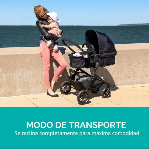 Vista 7 de Evenflo - Sistema de viaje modular pivotante con asiento de coche infantil LiteMax (gris casual)