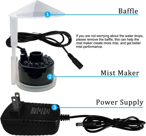 Vista 3 de PULACO Fabricante de niebla, nebulizador de fuente para interiores, máquina de niebla de estanque pequeño, atomizador, humidificador de aire