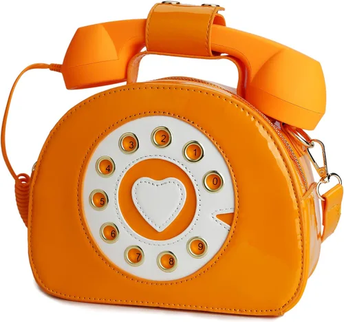 Vista 2 de QiMing Bolso bandolera para teléfono con esfera retro, bolso de micrófono móvil de PU para mujer