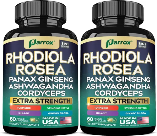 Vista 10 de Rhodiola Rosea Panax Ginseng Ashwagandha Cordyceps Champiñón Cúrcuma Ginkgo Biloba Ortiga Adaptógeno Mezcla Suplemento Cápsulas para Apoyo Diario