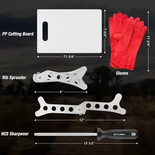 Vista 3 de Flissa Kit de aderezo de campo de caza y cuchillo de caza con funda de cuero
