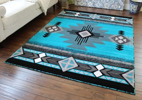 Vista 10 de Masada Rugs, Southwest - Alfombra de diseño nativo americano (6 pies x 9 pies, turquesa)