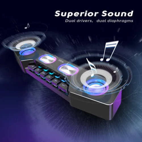 Vista 2 de Fifine - Altavoces de PC para computadora de escritorio, altavoces Bluetooth inalámbricos para juegos, transmisión, fiesta, deportes electrónicos
