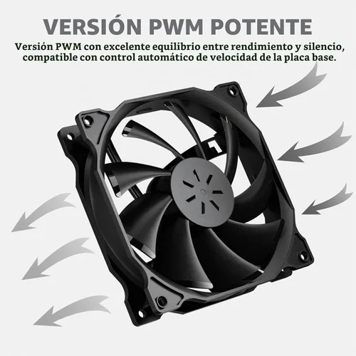 Vista 3 de uphere PWM 12BK4-3 - Paquete de 3 ventiladores de carcasa de computadora de larga vida útil de 4.72 pulgadas (4.724 in) para refrigeración de cajas