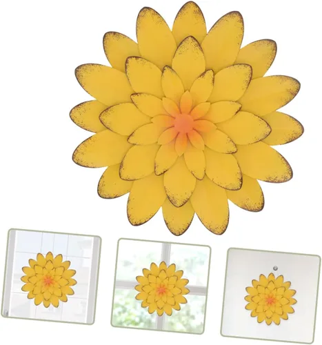 Vista 8 de Abaodam Decoración de pared de flores de hierro, 1 unidad, colgante de flores de simulación, arte de pared para interiores, artesanía fina