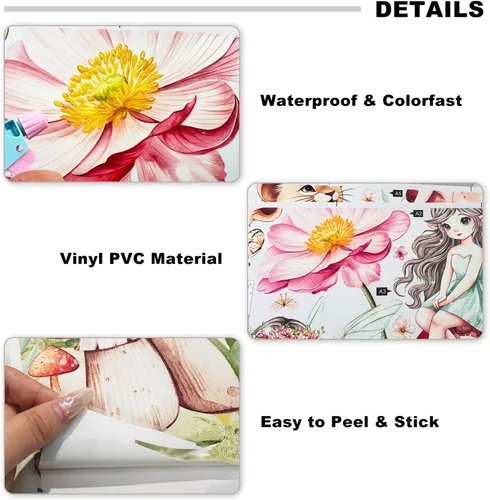 Vista 8 de 2 hojas de calcomanías de pared de hadas para dormitorio de niñas, murales de pared de flores, vinilo para despegar y pegar, calcomanías de pared