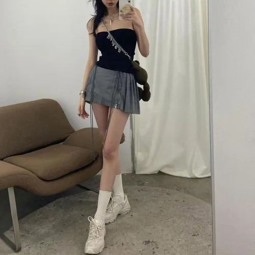 Vista 3 de Mini Skirt Y2k Skirts Preppy Skirt Preppy Clothes Low Rise Pleated Mini Skirt Fairy Cute Skirts for Women