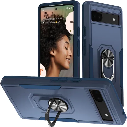 Vista 10 de Funda para Google Pixel 6A con armadura atril anillo magnético resistente de grado militar a prueba de golpes para Pixel 6A 5G funda de teléfono