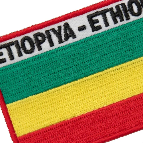 Vista 3 de A-ONE Paquete de 2 unidades: parche bordado de bandera de Etiopía y Unión Africana, insignias de características africanas, insignia patriótica