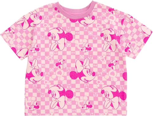 Vista 17 de Disney Minnie Mouse - Conjunto de camiseta floral arcoíris y pantalones cortos de cambray, tallas de bebé a niño grande (12 meses - 14-16)