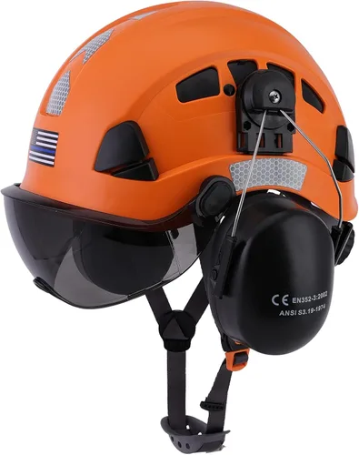 Vista 7 de Safety Helmet Hard Hat with Visor and Hearing Protection Vented ANSI Z89.1 Approved Work Helmet for Forestry Chainsaw Arborist Logging Helmet