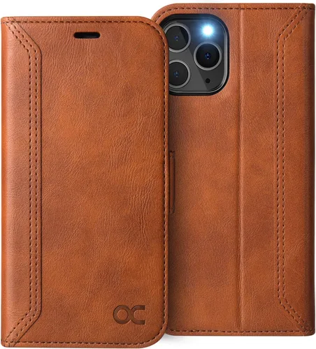 Vista 13 de OCASE Compatible con iPhone 12 Case/Compatible con iPhone 12 Pro Wallet Case, funda tipo cartera de piel sintética con tapa y tarjeteros con bloqueo