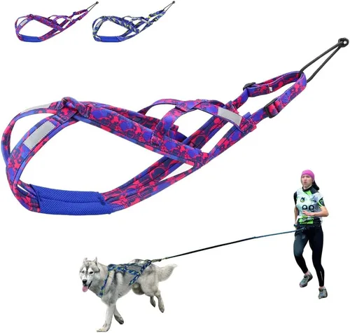 Vista 7 de PET ARTIST Arnés de tracción de peso para perro, entrenamiento de velocidad, arnés de trineo para perros medianos y grandes, azul, L