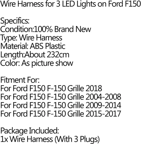 Vista 7 de Raptor Conversion Grill Grille Cable de mazo de cables para F-150 F150 W/F&R/LED