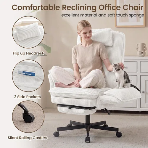Vista 6 de Criss Cross Office Chair with Flip-Up Arms and Foot Rest, White