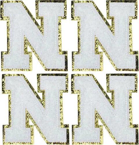 Vista 8 de Jongdari Letras termo-adhesivas de felpilla para ropa, parches de letras del alfabeto con brillantina para coser, con adhesivo planchado, 4 Azul
