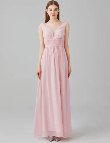 Vista 2 de Maisfeal Vestido de noche sin mangas con cuello en V doble para mujer