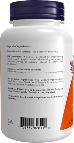 Vista 2 de NOW FOODS Dmannose 500 mg, 120 CT