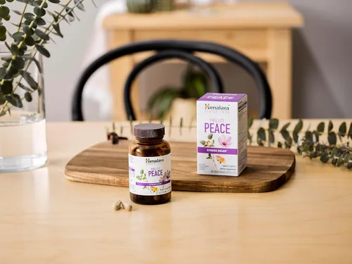 Vista 7 de Himalaya Hello Peace - Suplemento herbario para aliviar el estrés con Ashwagandha y cúrcuma para cortisol normal y apoyo suprarrenal, vegano, sin