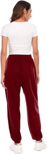 Vista 6 de Lastesso Pantalones deportivos de cintura alta para mujer, pantalones deportivos holgados con cintura elástica, pantalones de entrenamiento