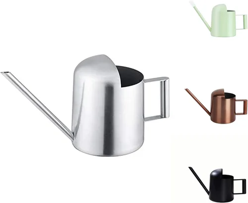 Vista 2 de Regadera Mini, 300ml/10oz de acero inoxidable con boquilla larga, pequeña regadera para plantas de interior, suculentas, hierbas (negro)