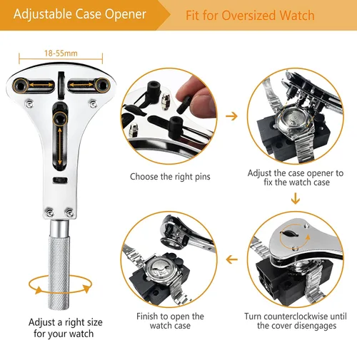 Vista 2 de EasyTime - Kit de reparación de reloj, kit de herramientas de ajuste de reloj, kit de herramientas de correa de reloj, kit de herramientas