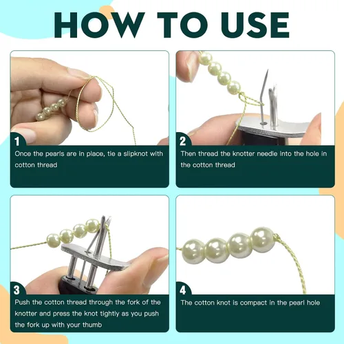 Vista 5 de INDIVSHOW Kit de herramientas para anudar cuentas con 5 tarjetas, hilo de cordón de cuentas de seda 100% natural para hacer joyas de perlas
