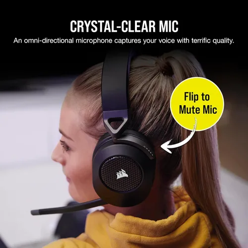 Vista 5 de Corsair HS65 - Auriculares inalámbricos multiplataforma para juegos con Bluetooth - Audio Dolby 7.1 - Micrófono omnidireccional - Compatible