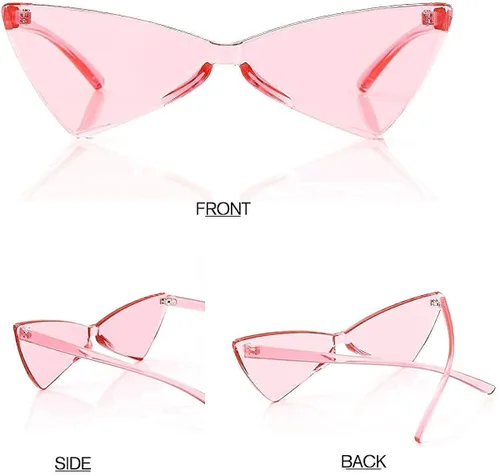 Vista 5 de OLINOWL Gafas de sol sin montura triangular, una pieza, gafas de sol transparentes de color para mujeres y hombres