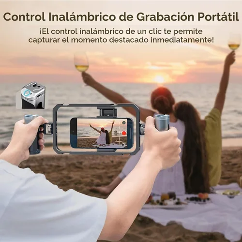 Vista 2 de SmallRig Kit universal todo en uno de aparejo de video para teléfono, con asas de control inalámbrico, soporte para banco de energía, trípode