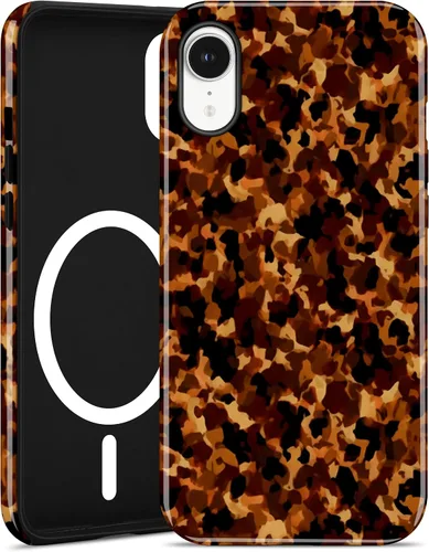 Vista 93 de Jusy Compatible con MagSafe Brown Tortoise Shell Print Phone Case para iPhone 7/8/SE, funda protectora magnética de lujo de TPU suave