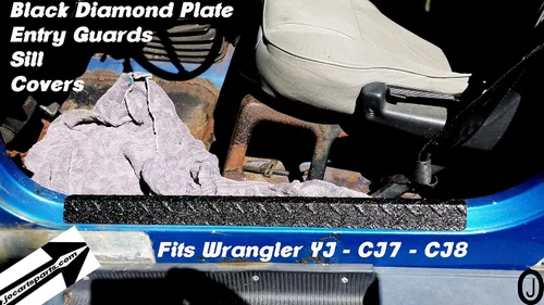 Vista 5 de Se adapta a Jeeep Wrangler YJ-CJ7-CJ8 Black Diamond Plate Large alféizar guardias de entrada 1976-95