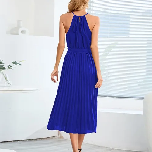 Vista 5 de Fragarn Going Out Outfits for Women, Fashion Womens Loose Sexy Color Spaghetti Strap Sleeveless Pleated Dress