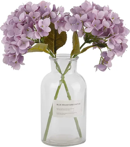 Vista 13 de Flores artificiales de hortensia, 6 ramos de hortensia de 14 pulgadas para bodas, bricolaje, decoración del hogar, centros de mesa (azul verde)