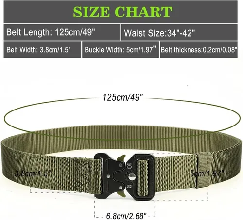 Vista 6 de Nylon Webbing Double Grommet Belt for Mens, 126cm Adjustable Canvas Belts Vintage Black Buckle Punk Style Unisex