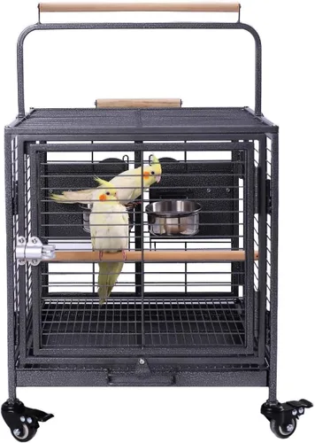 Vista 3 de Jaula de viaje para pájaros, fácil de transportar o transportar. Ruedas giratorias incluidas