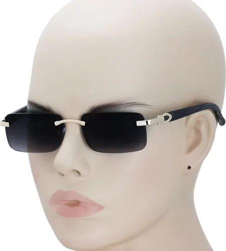 Vista 4 de Elite Slim Rimless Gafas de sol rectangulares de metal y madera estilo aviador