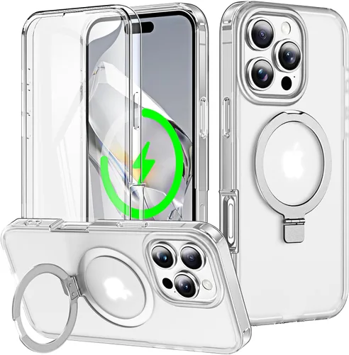 Vista 66 de Funda de cuerpo completo a prueba de golpes para iPhone 13 Pro con soporte magnético invisible [compatible con MagSafe] protector de pantalla