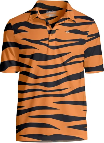 Vista 8 de Tipsy Elves Camiseta polo de golf divertida para hombre - Ropa de golf novedosa Paraíso azul de 8 bits