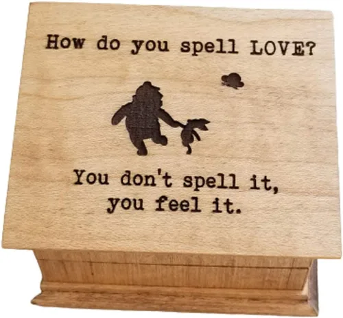 Vista 6 de Regalo para hija, caja de música de oso Winnie the Pooh con amor en la parte superior, la personalización en la parte inferior está disponible