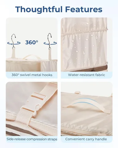 Vista 6 de Large Travel Storage Bag Set, Beige Suitcase Organizer for Packing and Organization