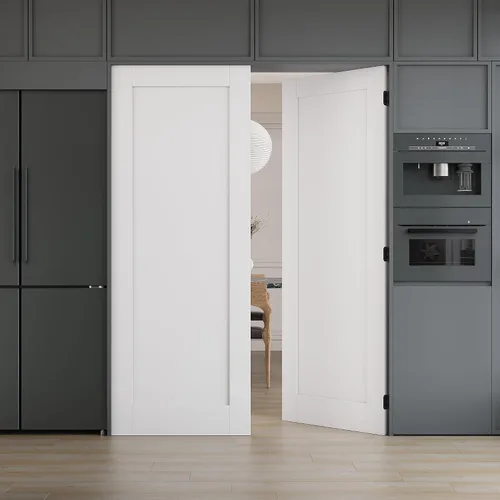 Vista 15 de WINSTELLAR - 1 panel estilo coctelera de 18 x 80 pulgadas, losa blanca imprimada para puerta interior de núcleo sólido, puerta de dormitorio