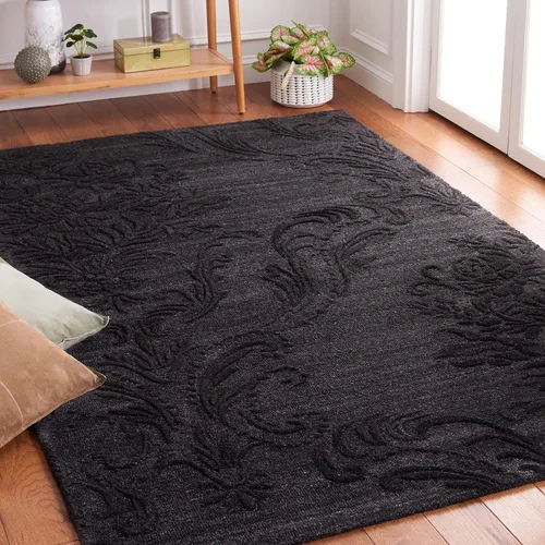 Vista 11 de SAFAVIEH Jardin Collection - Alfombra de área de 5 x 8 pies, gris, lana hecha a mano, ideal para zonas de alto tráfico en sala de estar, dormitorio